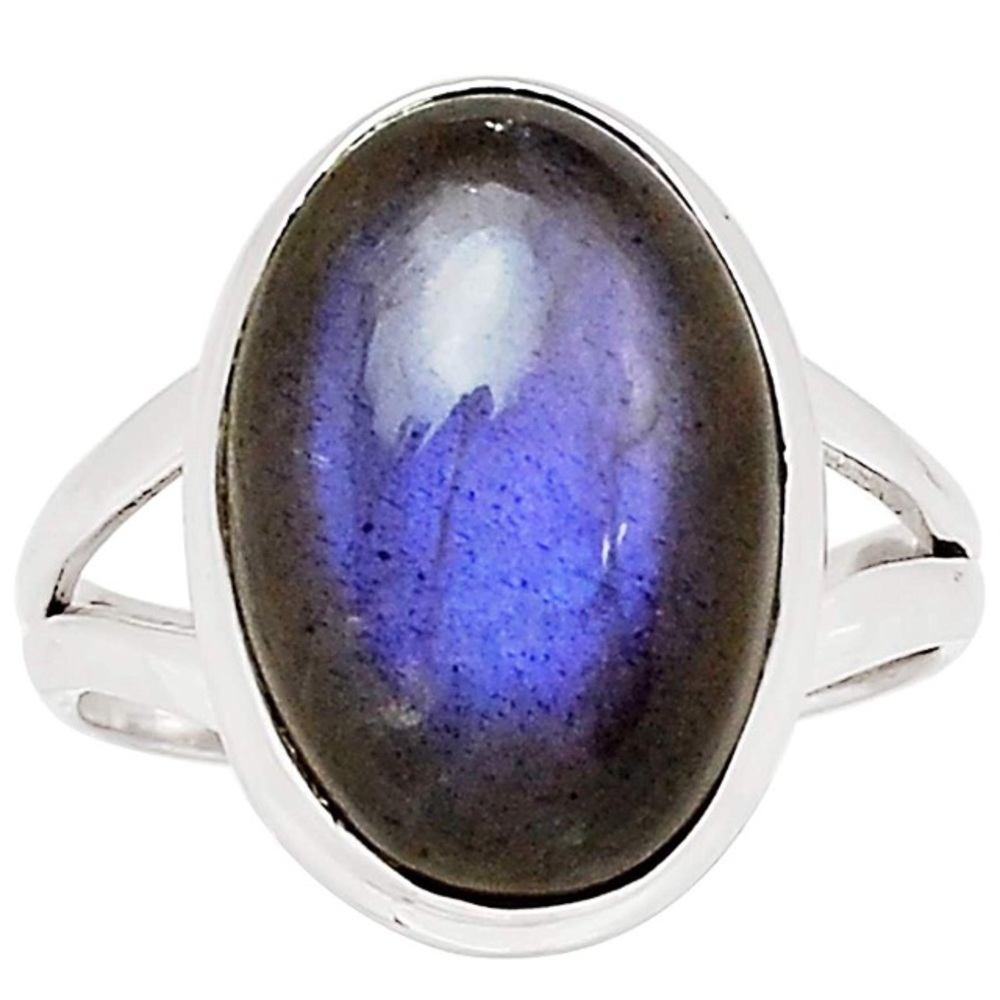 Purple labradorite sterling silver ring